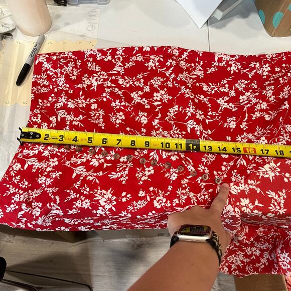 Windsor On Vacay Red Floral Maxi Skirt Buttons Resortwear Cruise Slit Small - Picture 8 of 9